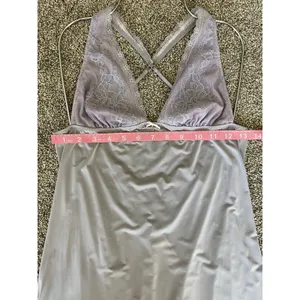 Lingerie Victoria’s Secret Gray Lavender Lace Babydoll Chemise Nightgown S thumbnail 3