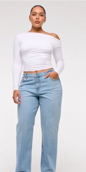 Abercrombie Curve Love Low-Rise Baggy Jeans thumbnail 1