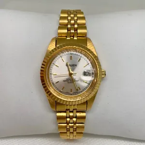 Gruen since 1874 gold tone date classic watch 26mm Japan up to 7.5” running thumbnail 1