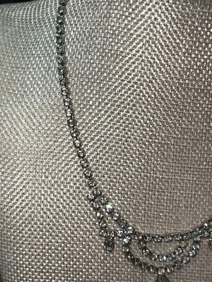 Vintage 50s 60s Rhinestone Choker Swag Drop Necklace thumbnail 3