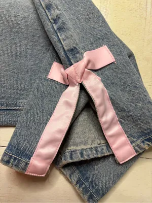 No Boundaries Baggy Wide-Leg Bow Light Stone Wash Denim Womens Size 18 Jeans New thumbnail 4