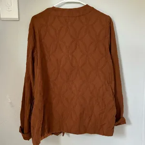 Pure J.Jill Textured Loose Fit Open Front Cardigan Pockets Brown Size large thumbnail 3