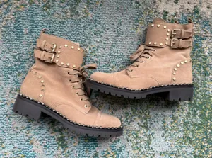 NWOT Sam Edelman Jennifer suede stud moto booties, size 6M thumbnail 1