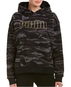 PUMA Black and Gray Camo Cropped Hoodie Size Medium thumbnail 1