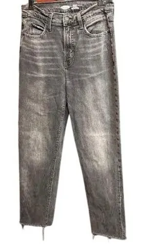 Old‎ Navy Sky-Hi Straight Jeans Extra High Rise Size 6 Gray Acid Wash Raw Hem thumbnail 1