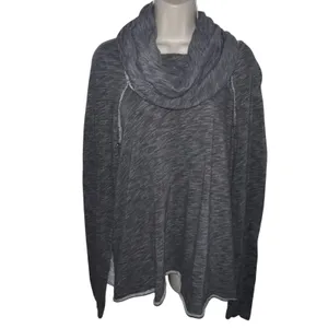 FP Beach Two Body Corps Deux Cowl Neck Space Dye Top Grey Long Sleeve Size XS/S thumbnail 2