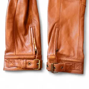 Metro 7 Women’s Size 8 Cognac Saddle Brown Genuine Leather Moto Jacket thumbnail 6