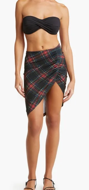 Normal Kamali‎ Tartan Side Drape Cover Up Skirt Size XS KK422XPL030606 Plaid thumbnail 1