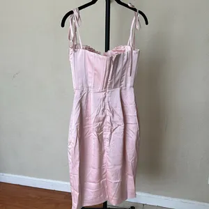 HOUSE OF CB‎ 'Alma' Blush Pink Satin Corset Midi Dress NWOT size S thumbnail 6