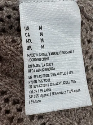 American Eagle Multi Knit‎ Lightweight Cotton Wool Blend Sweater Tan Medium thumbnail 10