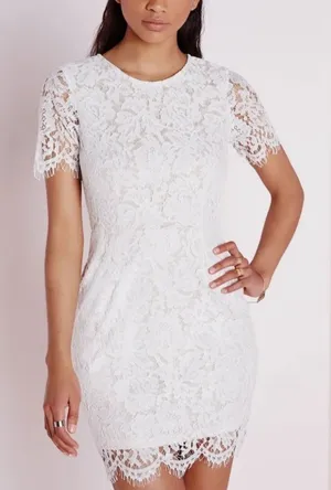White Laced Missguided Mini Dress Size 6 thumbnail 1