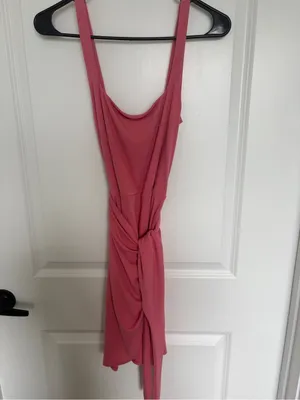 Aritzia Pink Square-Neck Ruched Tulip Mini Dress thumbnail 2
