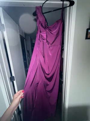 Lulu’s Showing Off a Little Magenta Asymmetrical Tulip Midi Dress thumbnail 3