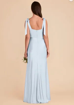 Light baby blue satin long maxi dress thumbnail 4