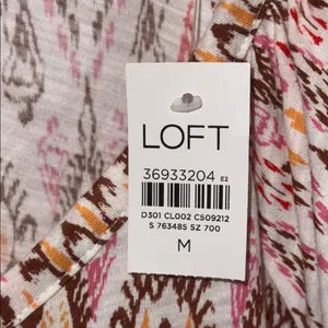 LOFT Boho Print Cotton Tee Short Flutter Sleeve T-Shirt Women’s Medium M thumbnail 6