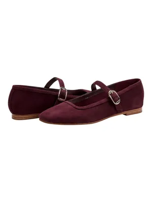 NWT Marc Fisher Dress Flats with Square Toe and Ankle Strap Red Suede Purple 8M thumbnail 2
