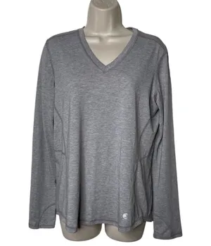 Carhartt grey merino wool lightweight V neck long sleeve base layer top size M thumbnail 1