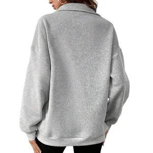 SheIn Half-Zipper Drop Shoulder Sweatshirt in Gray, Size M​​ thumbnail 2