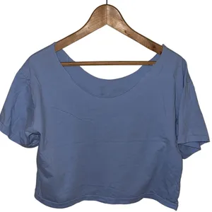 Polo Ralph Lauren blue oversized cropped logo t-shirt‎ women's small thumbnail 7