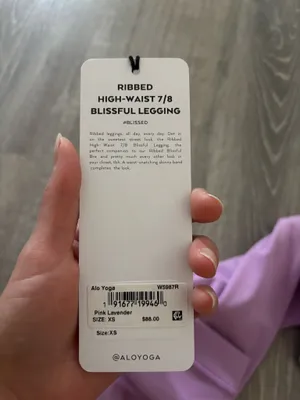 Nwt Alo Yoga Lilac Ribbed High-Waist 7/8 Blissful Legging (Xs) thumbnail 7