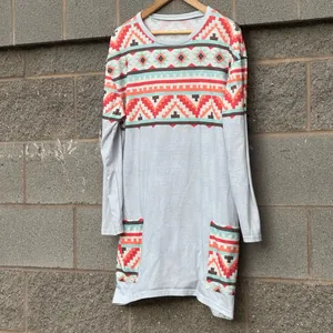 Women’s Light Blue Aztec Tunic Top Large thumbnail 2
