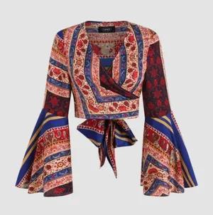 Cider Bell Sleeve Tie Wrap Top Size S thumbnail 1