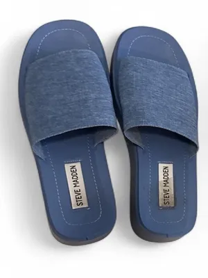 Steve Madden Denim Blue Slide Sandals thumbnail 1