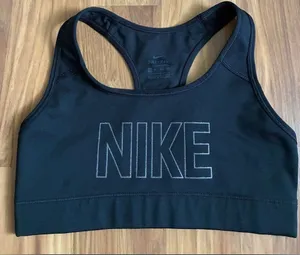 Nike Dri-FIT Women's Swoosh Graphic Sports Bra - Black/Silver Glitter , Size XS thumbnail 1