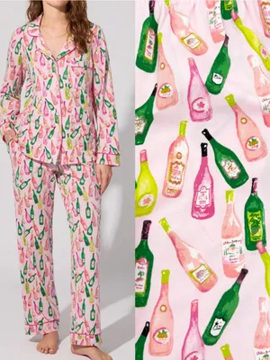 BedHead Pajamas Wine Tour Long Sleeve Classic Stretch Jersey PJ Set Two Piece thumbnail 2