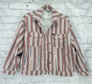 Wrangler Girlfriend Jacket Women's M Striped Denim Oversized Retro Cowboy thumbnail 1