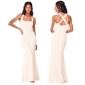 Lulus Pure Romance White Mermaid Maxi Dress size Medium NWT thumbnail 2