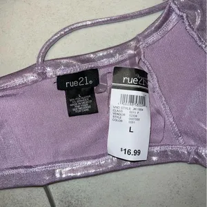 Rue 21 NWT! Lilac Sparkly Tank Top Tie Back Women’s Large thumbnail 3
