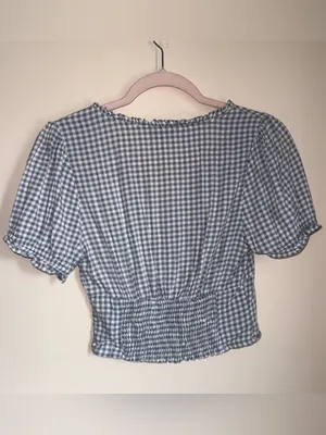 Paper Crane Gingham Crop Top Size Small Preppy Coquette Boho Twee Dainty thumbnail 2