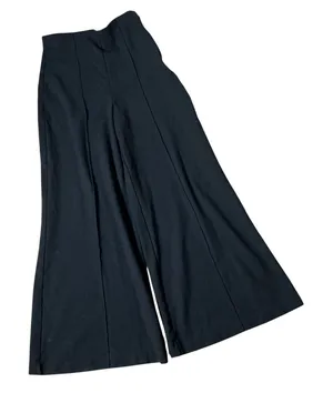 Quince Ultra-Stretch Ponte Wide Leg Ankle Pants Women M Black Pintuck High Rise thumbnail 1