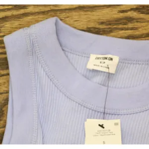 NWT Cotton On Womens Ribbed Logo Sleeveless Shirt Top Frosted Blue S thumbnail 4