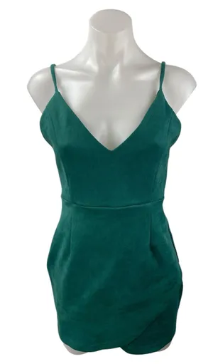 Superdown Green Sleeveless V Neck Cami Camisole Tank Mini Sheath Dress Size S thumbnail 1