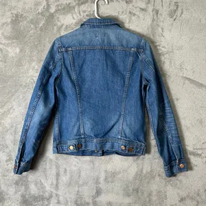 J.Crew Classic Denim Jacket Small Wash Fitted Button Front Trucker Style Classic thumbnail 6