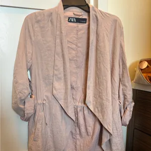 Zara Women's Light Pink Open Front Jacket thumbnail 1