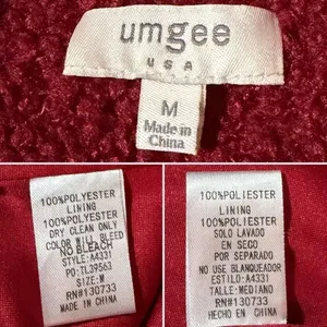 Umgee Teddy Vest Zipper Fuzzy Dark Cherry M thumbnail 9