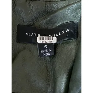 Slate & Willow Genuine Leather Notch Collar Long Sleeve Moto Biker Coat Jacket S thumbnail 5