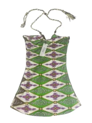 aso TV’s 90210  new Sky  Jewel Neck Bold Print Silk Halter Top  Braided Strap thumbnail 2