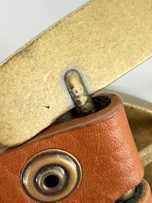 VTG Y2K Studded Western Women Belt XL Amber Accents Bronze 100% Italian Leather thumbnail 4