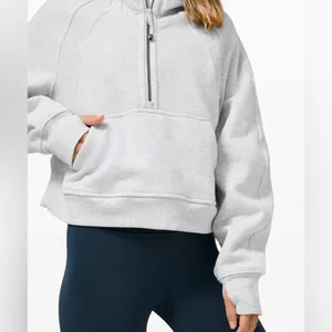 Lululemon Scuba Oversized 1/2 Zip Hoodie Heathered Core Ultra Grey size XS cute thumbnail 3