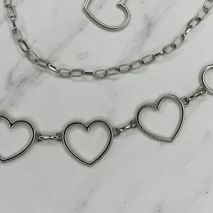 Open Heart Silver Tone Chain Belt One Size (OS) ✨ thumbnail 7