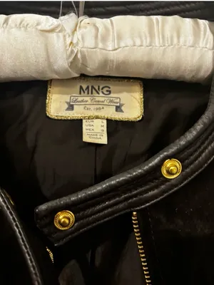 MNG Mango Mixed Media‎ Leather & Suede Bomber Jacket Deep Chocolate Brown/Gold M thumbnail 5