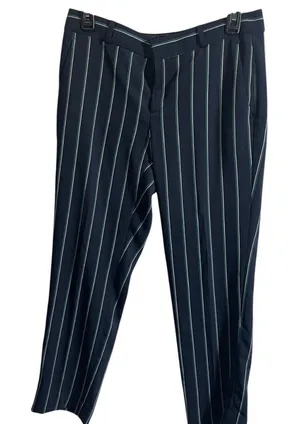 Banana Republic Women’s Striped Navy Trousers Size 2 Made In‎ Jordan thumbnail 1
