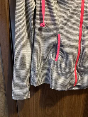 lukka Gray Striped Hooded Utility Jacket with Pink Trim thumbnail 5