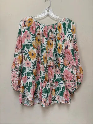 Penelope Rose Fairycore Eyelet Floral Blouse L Cottagecore Boho Peasant thumbnail 3