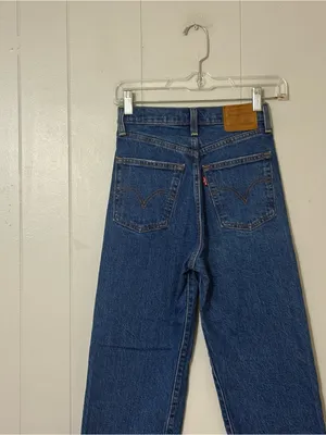 Levi’s Ribcage Straight Ankle Jeans Women’s Size 24 High Rise Button Fly Medium thumbnail 7