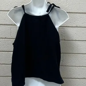 Madewell Tempo Tie Shoulder Black Tank size M thumbnail 3